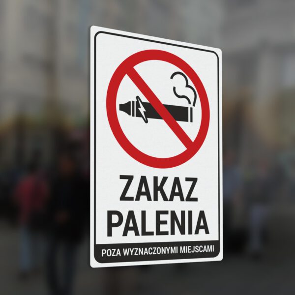 Naklejka Zakaz Palenia Poza Wyznaczonymi Miejscami