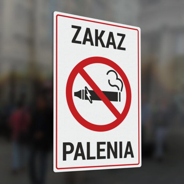 Naklejka Zakaz Palenia wyrobów tytoniowych i palenia papierosów elektronicznych.