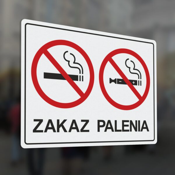 Naklejka Zakaz Palenia tytoniu oraz zakaz palenia papierosów elektronicznych.