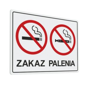 Naklejka Zakaz Palenia tytoniu oraz zakaz palenia papierosów elektronicznych.