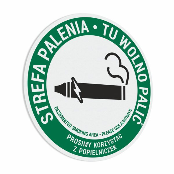 Naklejka Strefa Palenia, Tu Wolno Palić, Prosimy Korzystać z Popielniczek. Sticker Designated Smoking Area, Please Use Ashtrays.