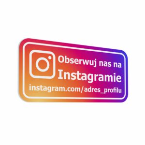 Naklejka informacyjna reklamowa społecznościowa z adresem profilu na instagramie: Obserwuj nas na Instagramie.