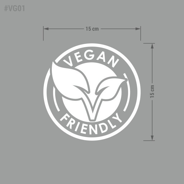 Naklejka "Vegan Friendly" informująca o menu dla wegan i wegetarian.
