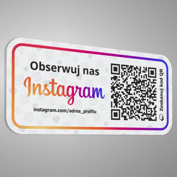 Naklejka "Obserwuj nas na Instagramie" z kodem QR.