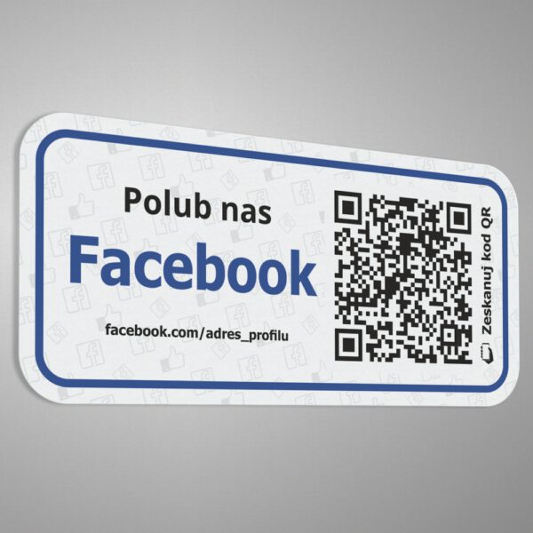Naklejka "Polub nas na Facebook" z kodem QR.