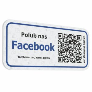 Naklejka "Polub nas na Facebook" z kodem QR.