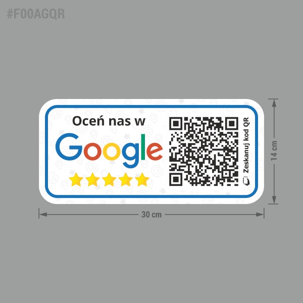 Naklejka z kodem QR prowadzącym do oceny firmy w Google.