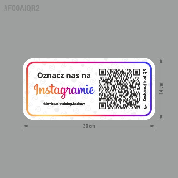 Naklejka z kodem QR prowadzącym do profilu firmowego na Instagramie.