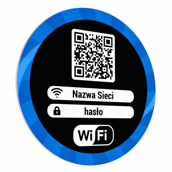 Naklejka Wi-Fi z kodem QR ułatwiająca łącznie się z lokalną siecią w domu, biurze, restauracji.