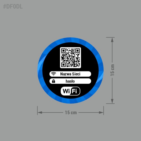 Naklejka Wi-Fi z kodem QR ułatwiająca łącznie się z lokalną siecią w domu, biurze, restauracji.