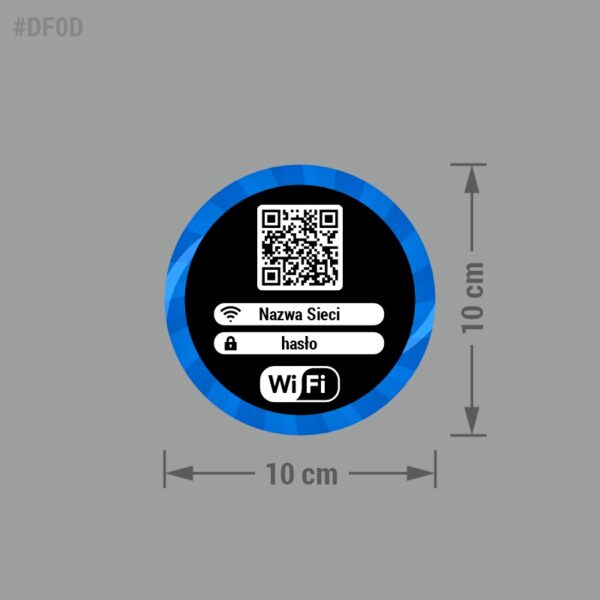 Naklejka Wi-Fi z kodem QR ułatwiająca łącznie się z lokalną siecią w domu, biurze, restauracji.